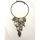 Vtg 90s Indian Tribal Bib Choker Necklace - Carnelian Agate Style Statement