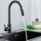 Black Kitchen Faucet Swivel Sink Pull Down Spray High Arc Mixer Tap With Cover