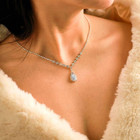 Silver Rhinestone Jewelry Set Wedding Necklace Earrings For Women