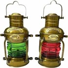 Set Of 2 Brass Minor Oil Lamp Antique Nautical Ship Lantern Maritime Boat Light