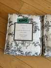 Earl Wilson Aimee Toile King Pillow Shams Black   White Cotton New