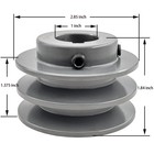 2ak28-1 Double Groove V Belt Pulley 1 Inch Bore 2 85  Od v Belt Sheaves Cast    