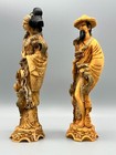 Pair Of Vintage Chinese Resin Statues Figurines Statuettes Heavy 10  Tall 