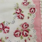 Floral Crochet Edge Bridesmaid Handkerchief Wedding Lace Vintage Pink Red Roses 