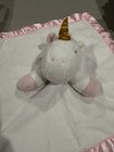 Cloud Island Unicorn Baby Security Blanket Lovey White  Fleece Pink Satin Back