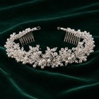Bridal Tiara Pearl Vine Crown Hair Veil Accessory Crystal Pageant Princess Halo