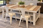 6-piece Rectangular Dining Set W Storage Shelf Wood Table 4metal Chairs   Mirror