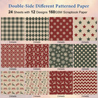 24 Pack Christmas Pattern Paper 12x12 Merry Christmas Scrapbook Double-sided