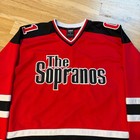 Vintage Hbo The Sopranos Red black Long Sleeve V-neck Jersey Shirt Mens Size L