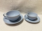  2  Vtg  Gien-france-powder Blue Teacup   Saucer Sets  large   Small 