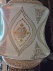 Vintage Hollywood Regency Milk Glass Swag Lamp Working Floral Gold Edge Detail