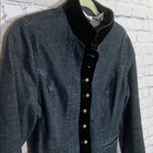 Chadwick s Womens Vtg Denim Military Jacket Blue Velvet Collar Size 6 Steam Punk