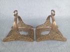 Pair Of Antique Brass Ottoman Hose Stirrups Ornamental Flowers And Leaves Ring