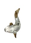 Dolphin Figurine Clear Blown Glass Gold Fins