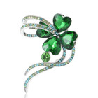 Shamrock Green Rhinestone 4 Leaf Clover Vintage Pin Brooch Jewelry Gifts Video