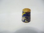 Thimble Vintage Brass   Cloisonne Goldfinch Among Pink Water Lilies