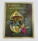 Vintage Mid Century Christmas Greeting Card Norcross Gold Glitter Ornament Bulb