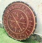 Medieval Hand Carved Warrior Shield Round Viking Larp Cosplay Battle Shield 24 