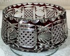 Cut To Clear Glass Ruby Red Dark Red Wine Bowl Vintage Watch The Video 