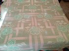 Floral Wool Blanket  76x61  Reversible Green Flowers One Side   Pink On Other