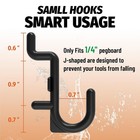 100pc Black J Hooks For 1 4  Pegboard Board Pegboard Hooks Set 4 Pegboard J