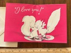 Vintage Nos Unused Anniversary Birthday Card Anthropomorphic Squirrels Pink