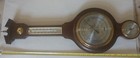 Vtg Antique Solid Wood Banjo Wall Barometer Weather Station Large Brass Germany