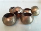 Set 6 Vtg Brass Napkin Rings Round W Ribbed Sides Classic Mid Century Style