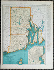 Vintage 1942 Old World Atlas Map Rhode Island   South Carolina Wwii  Providence
