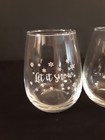 Let It Snow Holiday Christmas Stemless Clear Wine Glasses Set Of 2