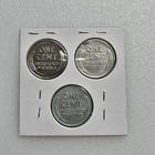 1943 P D S   steel Wheat Head Lincoln Cent 3 Coin Set     Penny Lot  