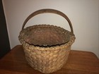 Antique Early New England Primitive Split Woven Gathering Basket 10  Inch