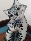 Vintage Ceramic Cat Kitty Kitten Kittens Cats Black   White Folk Art Figurine 