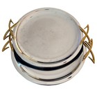 Vintage Mid Century Modern Atomic Chrome Trays With Gold X Handles 13  Set Of 2