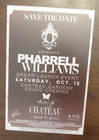 2011 Pharrell Williams Concert Promo Flyer Card 6 x4  Chateau Las Vegas R b