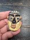 Phoenician Mosaic Glass Face Pendant  Ancient Style Multicolor Glass Bead  Medi