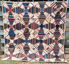 Antique Windmill Blade Log Cabin Crazy Quilt 69  X 70  Silk Cutter  Restore 