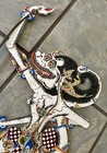 Three  3   Antique Asian Handmade Stick Puppets Goddess Figures Painted Paper