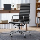 Ribbed Office Chair Genuine Leather Executive Meeting Chair Sviwel Armchair