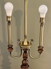 Vintage Brass   Wood 3-light Candelabra Table Lamp 37  Hollywood Regency