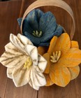 Large 15    Adjustable Felt Amaryllis Flowers Blue Orange Cream