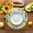 Lemon Flower Floral Round Summer Placemats Set Of 4  14 14   Round 4 Pcs Blue