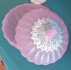 Vintage Mcm Regency Avon Elusive Pink   Silver Round Vanity Powder Box