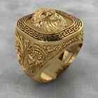 18k Gold Plated Brass Lion Head Vintage Style Men s Gold Lion Ring Size 8 12