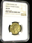 1950-b France 20 Francs Graded Ngc Au 58 Coin Tail Feathers