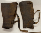 Antique Military Army  Leather Gaiters  Unknown Date 5 4 Rare