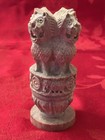 Soap Stone Hand Carved Statue Lion Elephant Horse On A Pedestal  Vintage  f234 