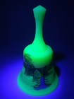 Fenton Uranium Glass Grist Mill Scene Bell Hand Painted By Artist Gloria Finn