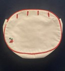 Vintage Floral Embroidered Bermuda Bag Cover 4 Button Red Trim Reversible