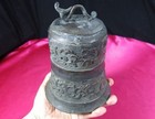 Antique Japanese Buddhist Bronze Bell Temple Metal Sculpture Bonsho Kane 7 Inch